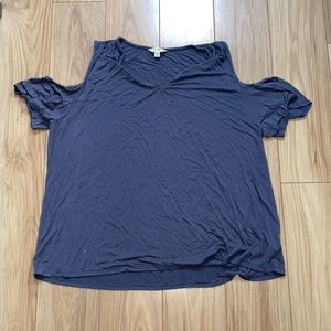 Terra & Sky Blue Gray Cold Shoulder Blouse TBD P